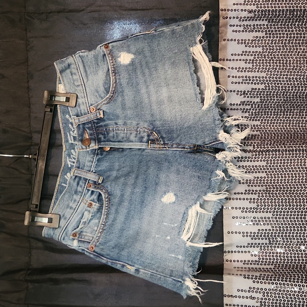 We The Free Distressed Light Blue Denim Jean Shorts